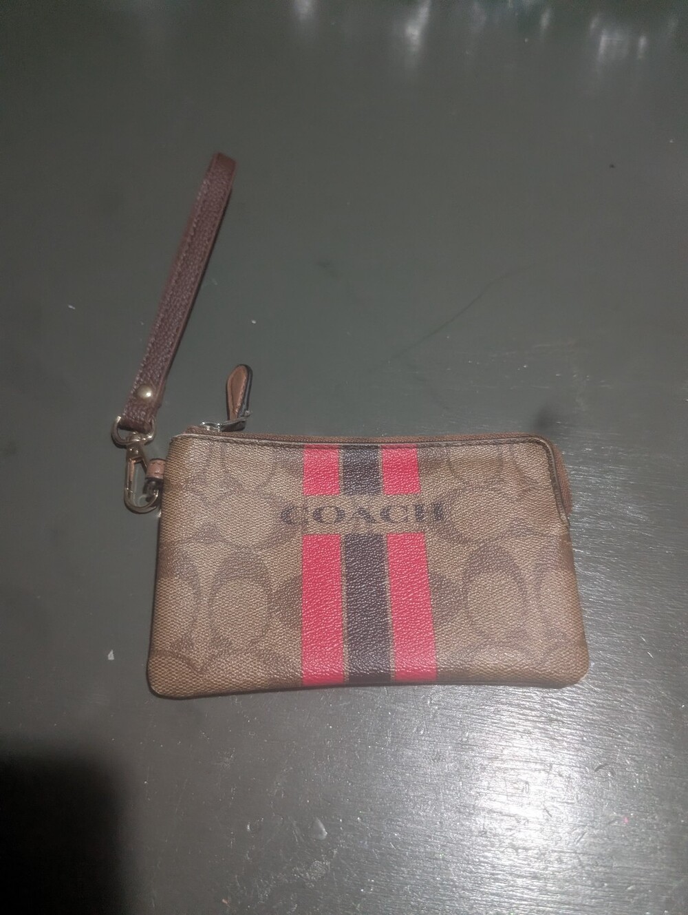 Coach Wristlet Brown And Pink Monogram About 6"*4"